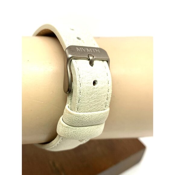 MVMT Women\'s Watch Boulevard Quartz White Gray Marble Dial Leather Band 38mm